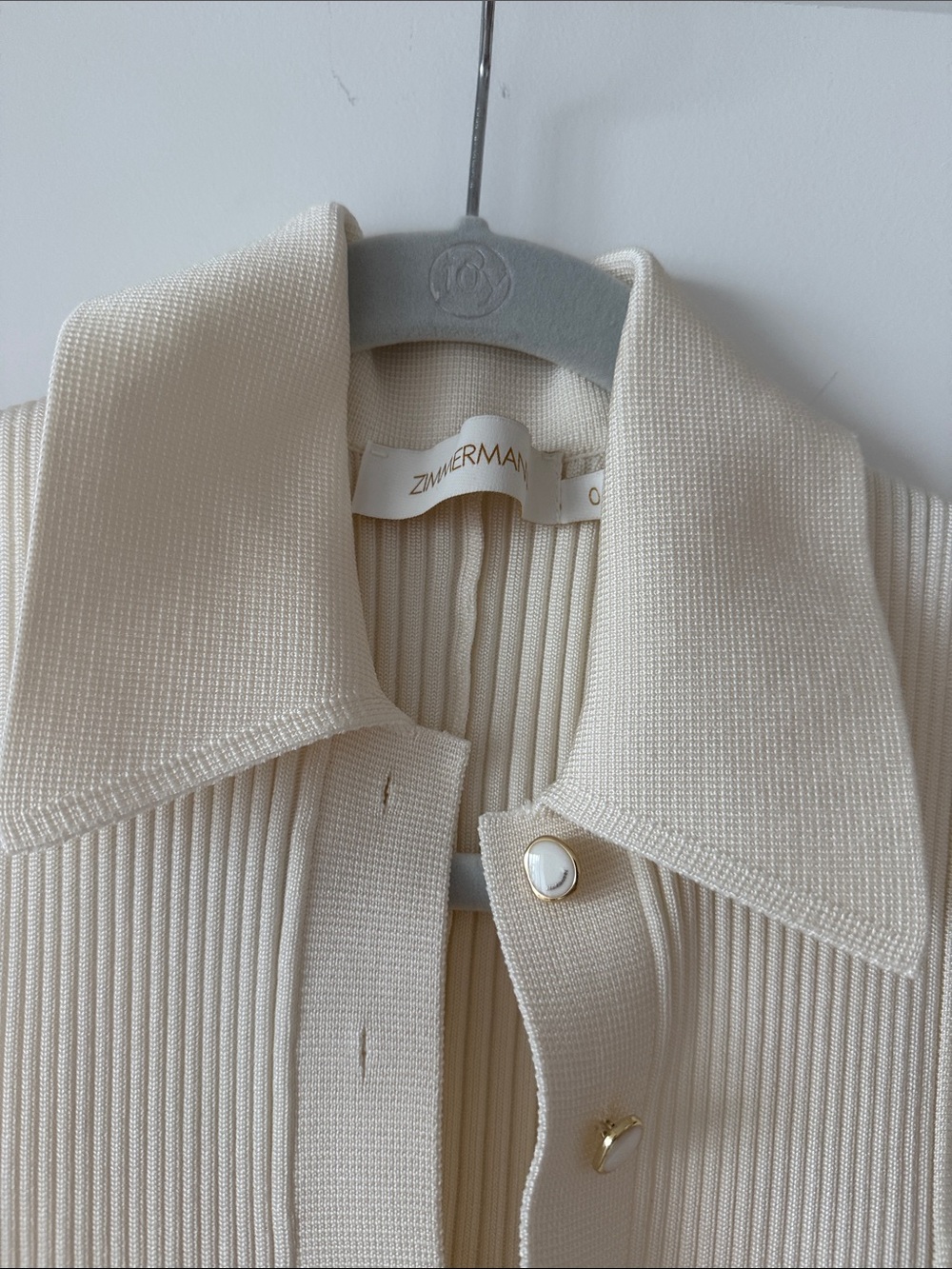 Zimmermann Sleeveless Ribbed Polo Dress in Cream - Picture 3 of 3